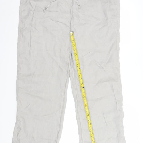 Marks and Spencer Women’s Beige Linen Drawstring Trousers UK 16 Tall