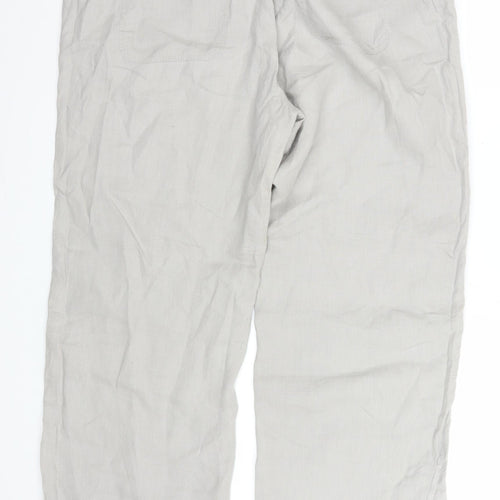 Marks and Spencer Women’s Beige Linen Drawstring Trousers UK 16 Tall