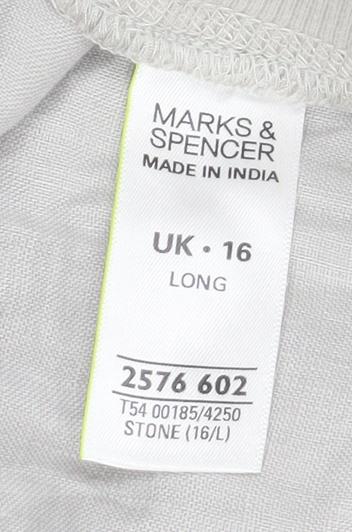 Marks and Spencer Women’s Beige Linen Drawstring Trousers UK 16 Tall