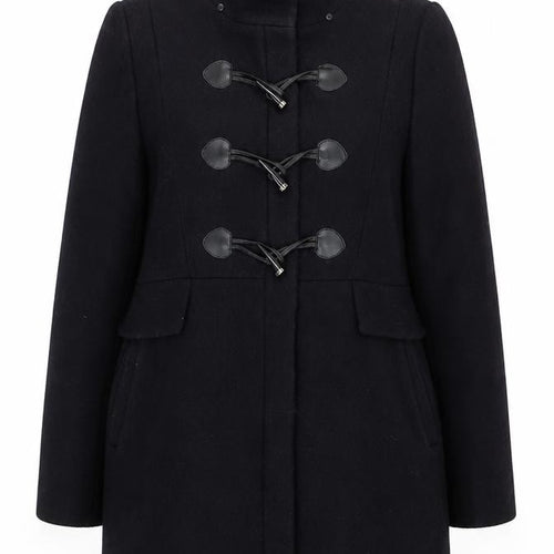 Zara Woman Black Toggle Duffle Coat Women Size 12 Wool Look