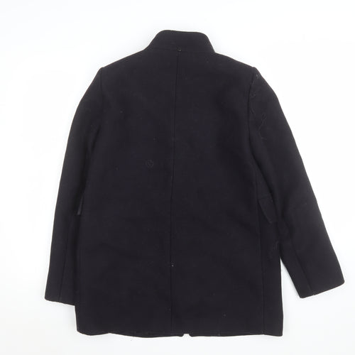 Zara Woman Black Toggle Duffle Coat Women Size 12 Wool Look