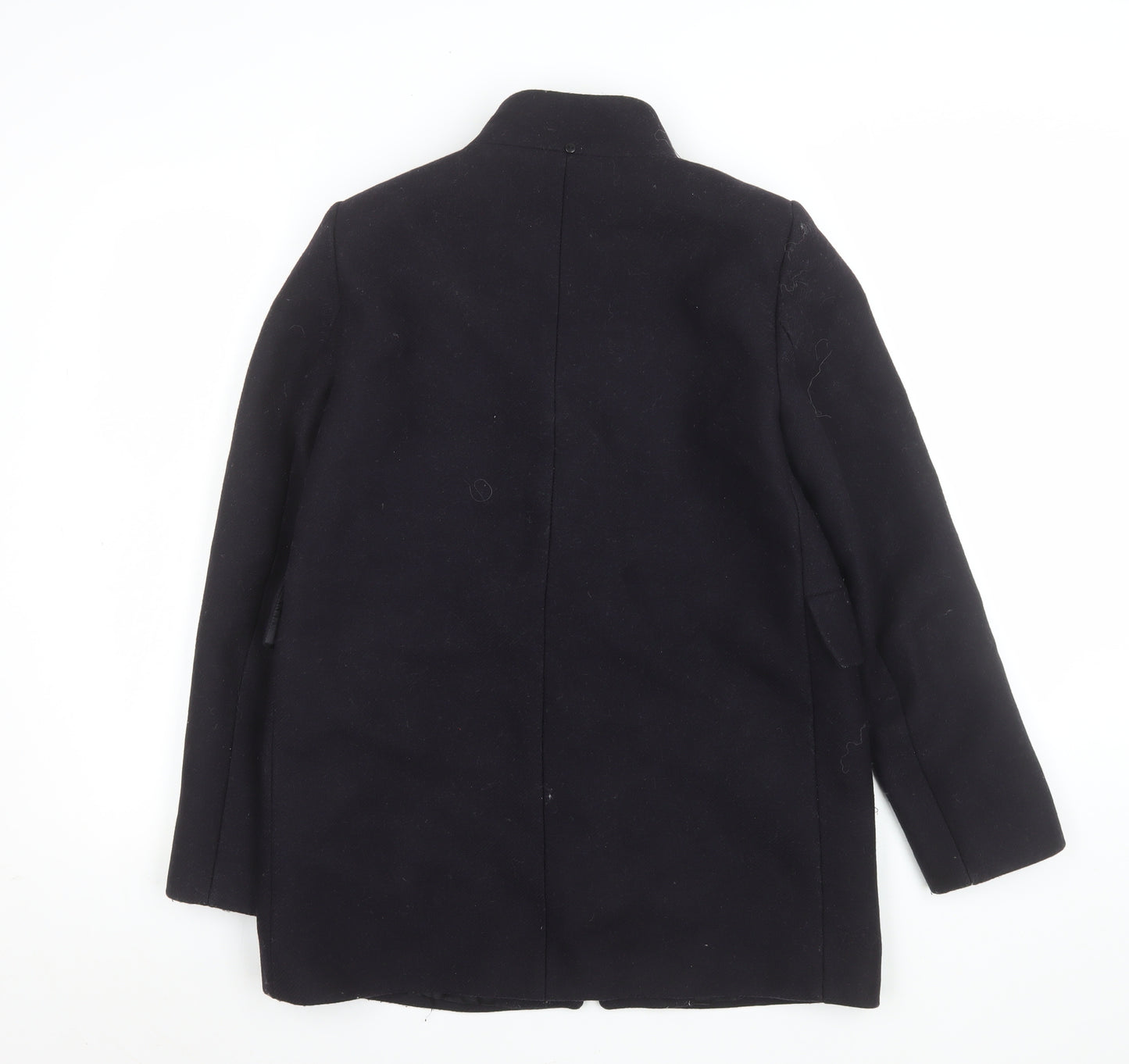 Zara Woman Black Toggle Duffle Coat Women Size 12 Wool Look