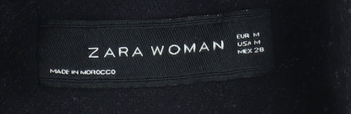Zara Woman Black Toggle Duffle Coat Women Size 12 Wool Look