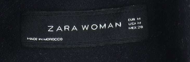 Zara Woman Black Toggle Duffle Coat Women Size 12 Wool Look
