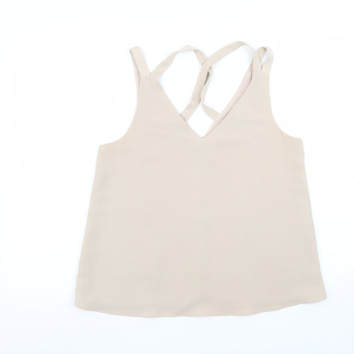 River Island Women Beige V-Neck Camisole Tank Top Size 10