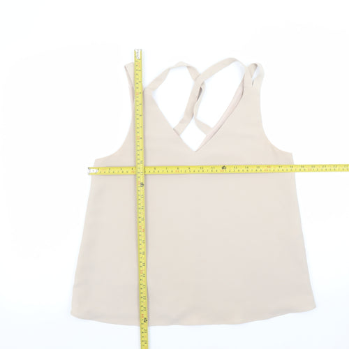 River Island Women Beige V-Neck Camisole Tank Top Size 10