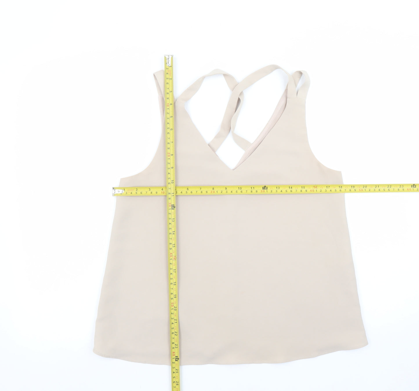 River Island Women Beige V-Neck Camisole Tank Top Size 10