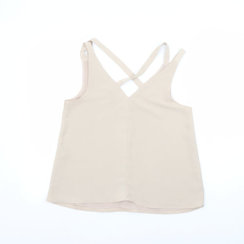 River Island Women Beige V-Neck Camisole Tank Top Size 10