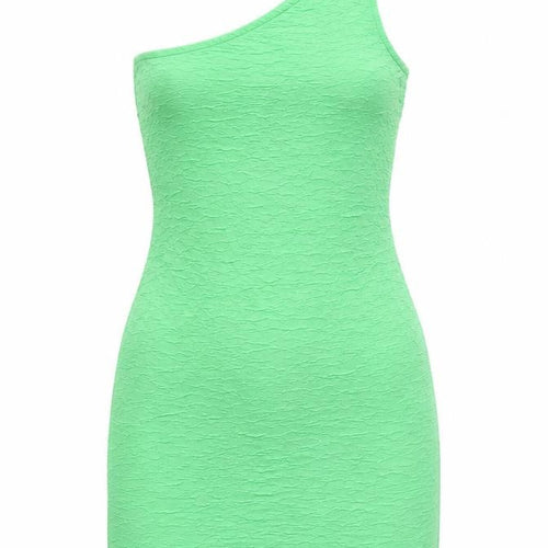 New Look Women's Green One Shoulder Bodycon Dress Size M