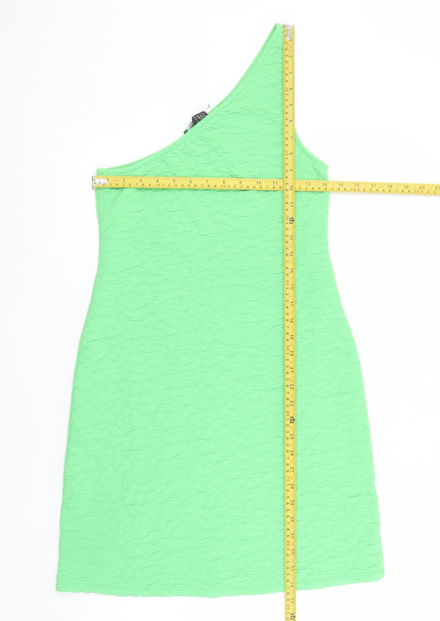 New Look Women's Green One Shoulder Bodycon Dress Size M