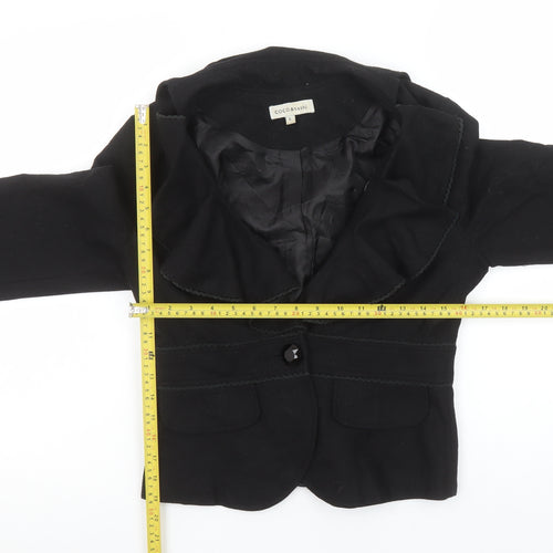 COCO & Tashi Women's Black Wool Blend Ruffle Blazer Jacket L