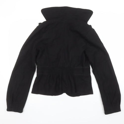 COCO & Tashi Women's Black Wool Blend Ruffle Blazer Jacket L