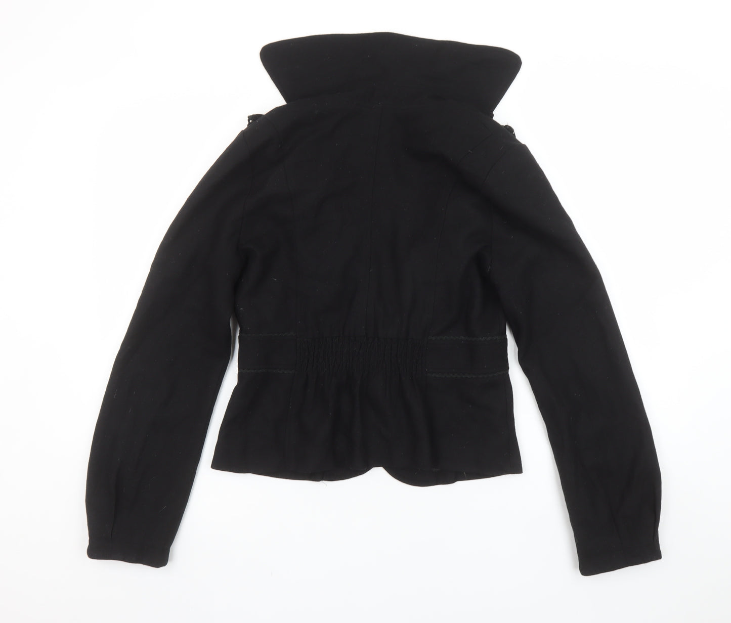 COCO & Tashi Women's Black Wool Blend Ruffle Blazer Jacket L