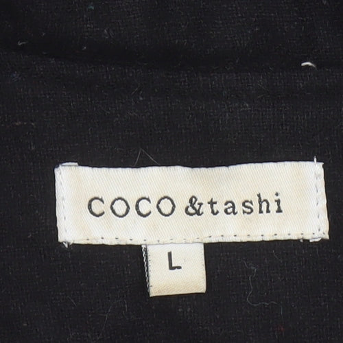 COCO & Tashi Women's Black Wool Blend Ruffle Blazer Jacket L