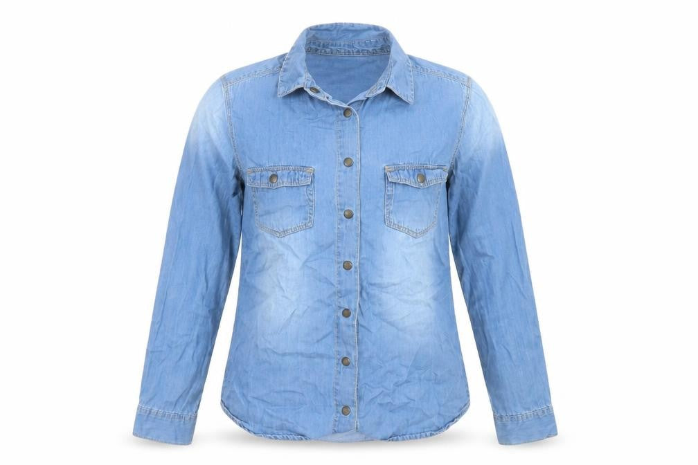 St Bernard Women’s Blue Denim Button-Up Shirt Size 8 Long Sleeve