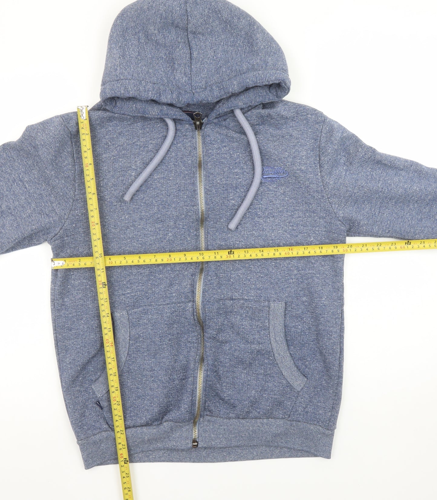 Paraffin Mens Blue Full Zip Hoodie Medium Regular Fit