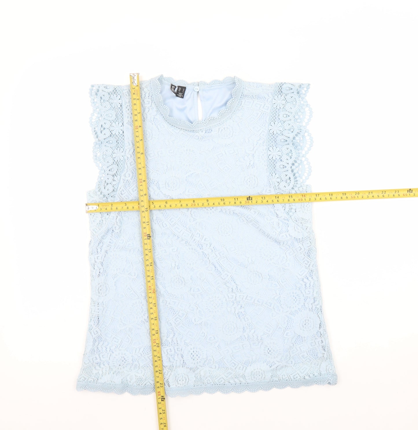 Pieces Women Blue Lace High Neck Sleeveless Blouse Size S