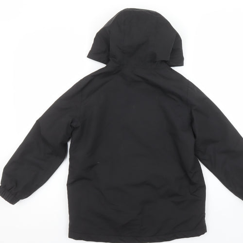 Peter Storm Boys Black Hooded Parka Coat 7-8 Years Waterproof Lined Jacket