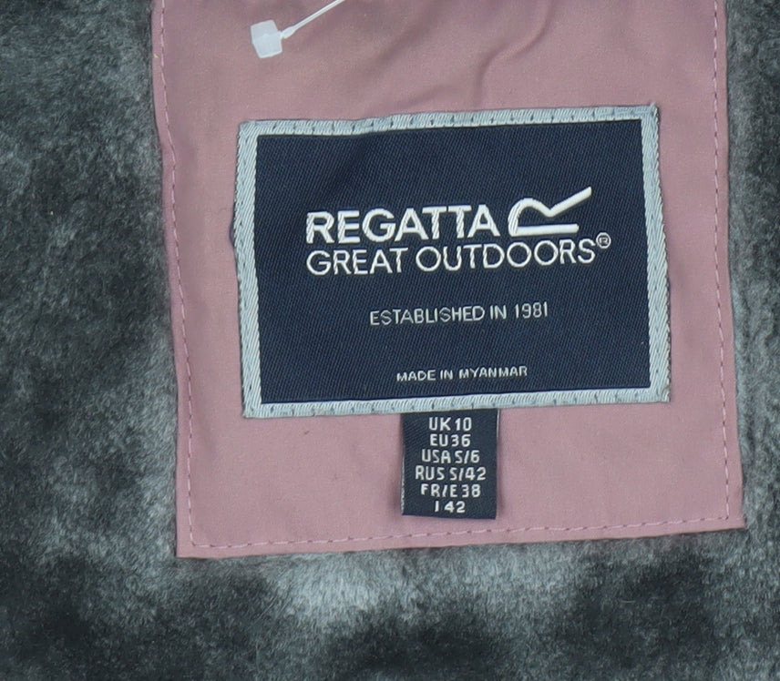 Regatta Womens Pink Hooded Parka Jacket Size 10 Polyester Lined