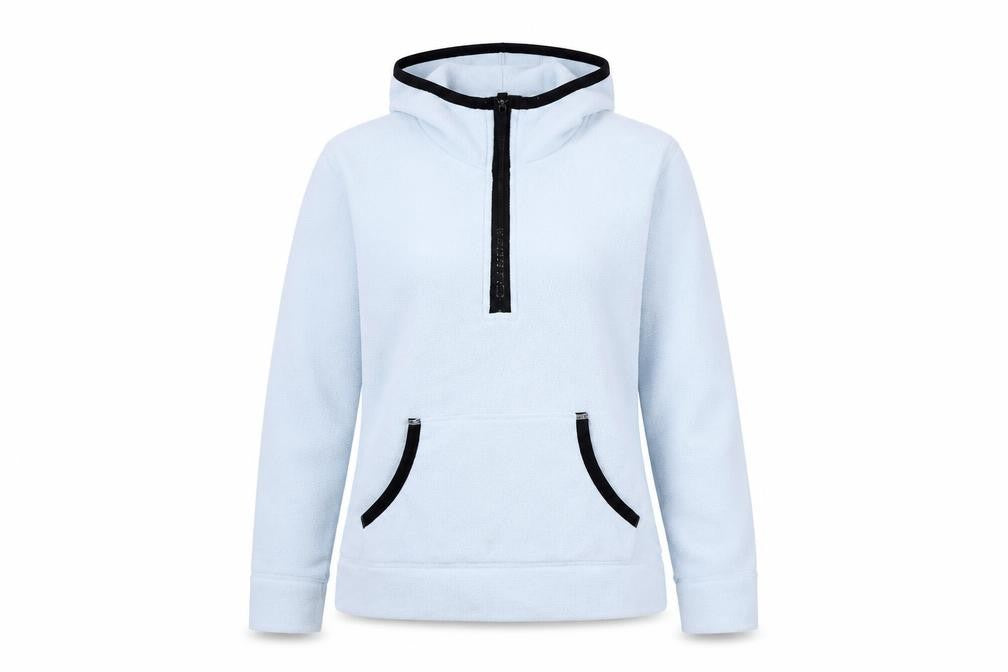 H&M L.O.G.G Sport Women Blue Fleece 1/2 Zip Hoodie Size L