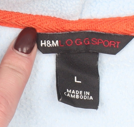 H&M L.O.G.G Sport Women Blue Fleece 1/2 Zip Hoodie Size L