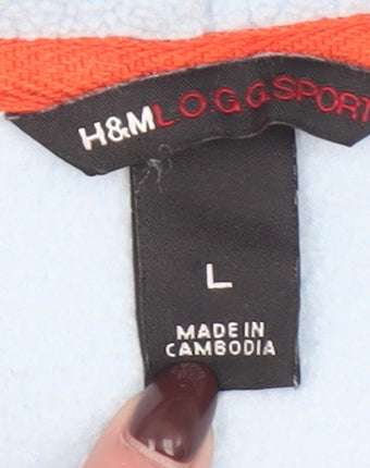 H&M L.O.G.G Sport Women Blue Fleece 1/2 Zip Hoodie Size L