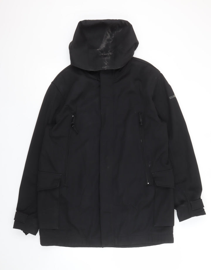 Duck and Cover Men's Black Hooded Parka Jacket Size M