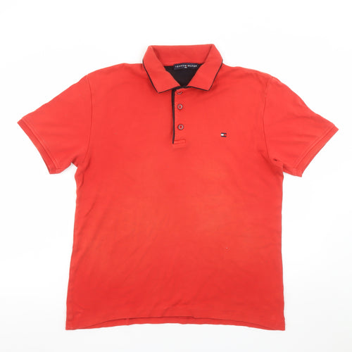 Tommy Hilfiger Men's Red 2XL Short Sleeve Cotton Polo Shirt