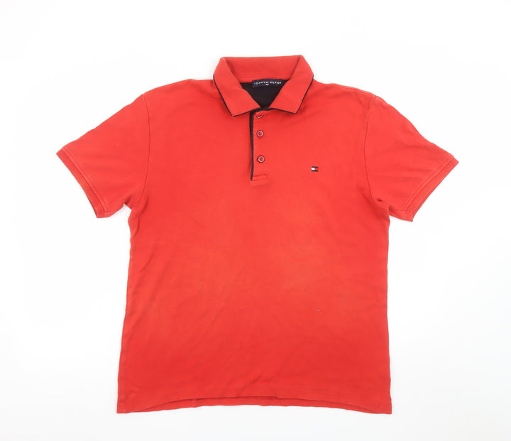 Tommy Hilfiger Men's Red 2XL Short Sleeve Cotton Polo Shirt
