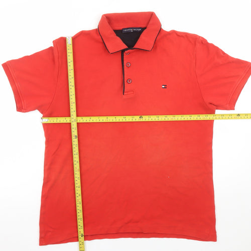 Tommy Hilfiger Men's Red 2XL Short Sleeve Cotton Polo Shirt