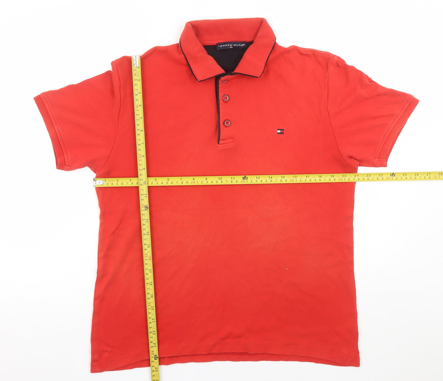 Tommy Hilfiger Men's Red 2XL Short Sleeve Cotton Polo Shirt