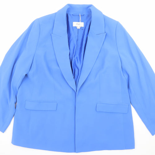 Marks and Spencer Women Blue Size 20 Single-Breasted Blazer