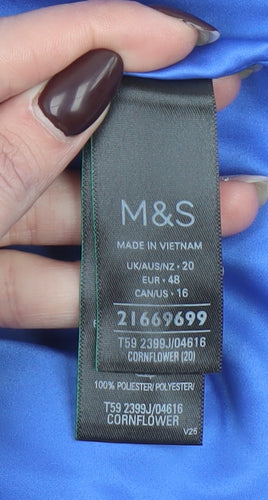 Marks and Spencer Women Blue Size 20 Single-Breasted Blazer