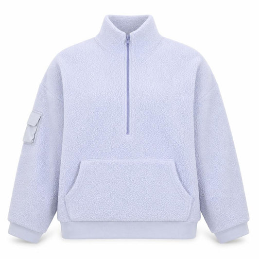 Front view of Dunnes Women’s Blue Fleece 1/2 Zip Sweatshirt XL Relaxed Fit