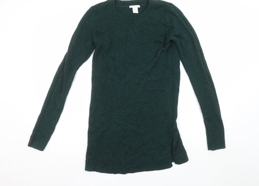 H&M Mama Women's Green Ribbed Knit Long Sleeve Maternity Jumper Size 12