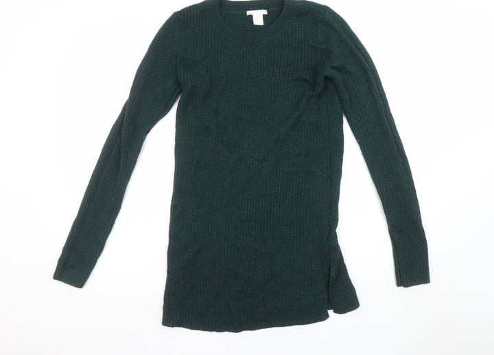 H&M Mama Women's Green Ribbed Knit Long Sleeve Maternity Jumper Size 12