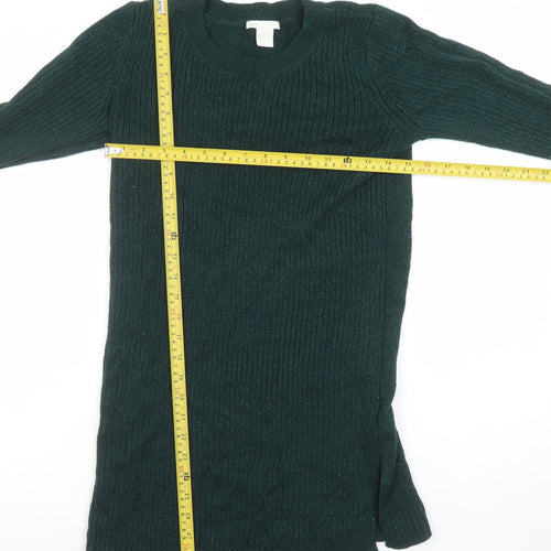 H&M Mama Women's Green Ribbed Knit Long Sleeve Maternity Jumper Size 12