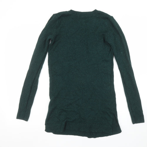 H&M Mama Women's Green Ribbed Knit Long Sleeve Maternity Jumper Size 12