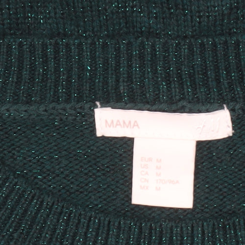 H&M Mama Women's Green Ribbed Knit Long Sleeve Maternity Jumper Size 12