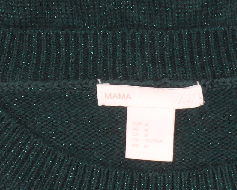 H&M Mama Women's Green Ribbed Knit Long Sleeve Maternity Jumper Size 12