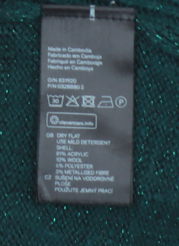 H&M Mama Women's Green Ribbed Knit Long Sleeve Maternity Jumper Size 12