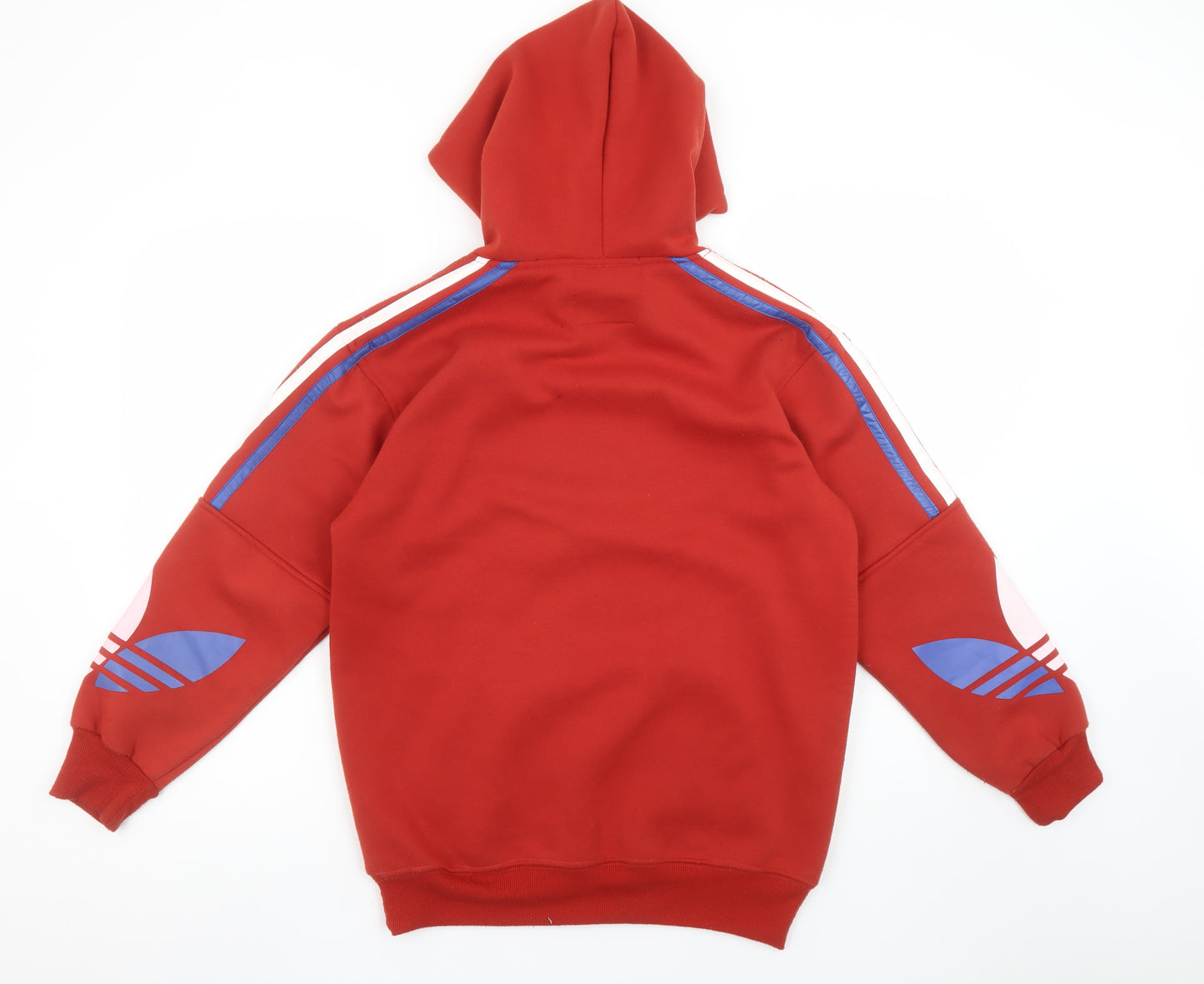 Adidas Boys Red Pullover Hoodie L Fleece Lined Sports Sweatshirt