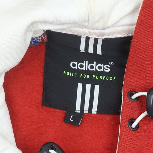 Adidas Boys Red Pullover Hoodie L Fleece Lined Sports Sweatshirt