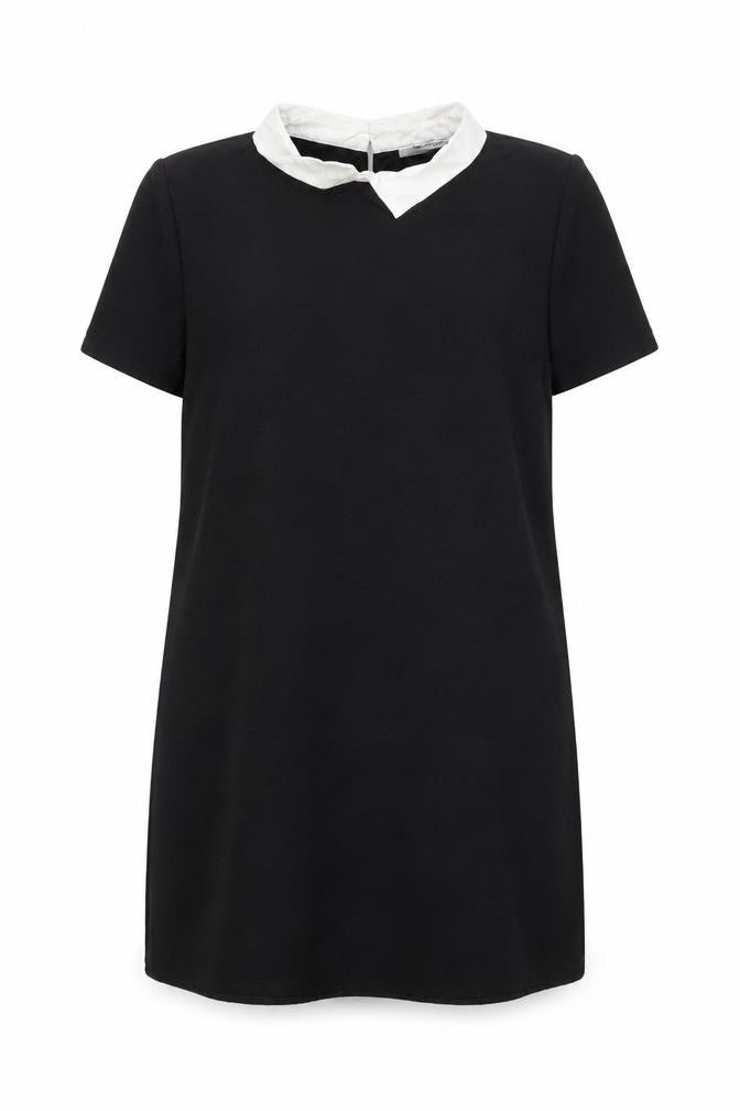 Zara Trafaluc Women Black Short Sleeve Collared Shift Dress Size 12