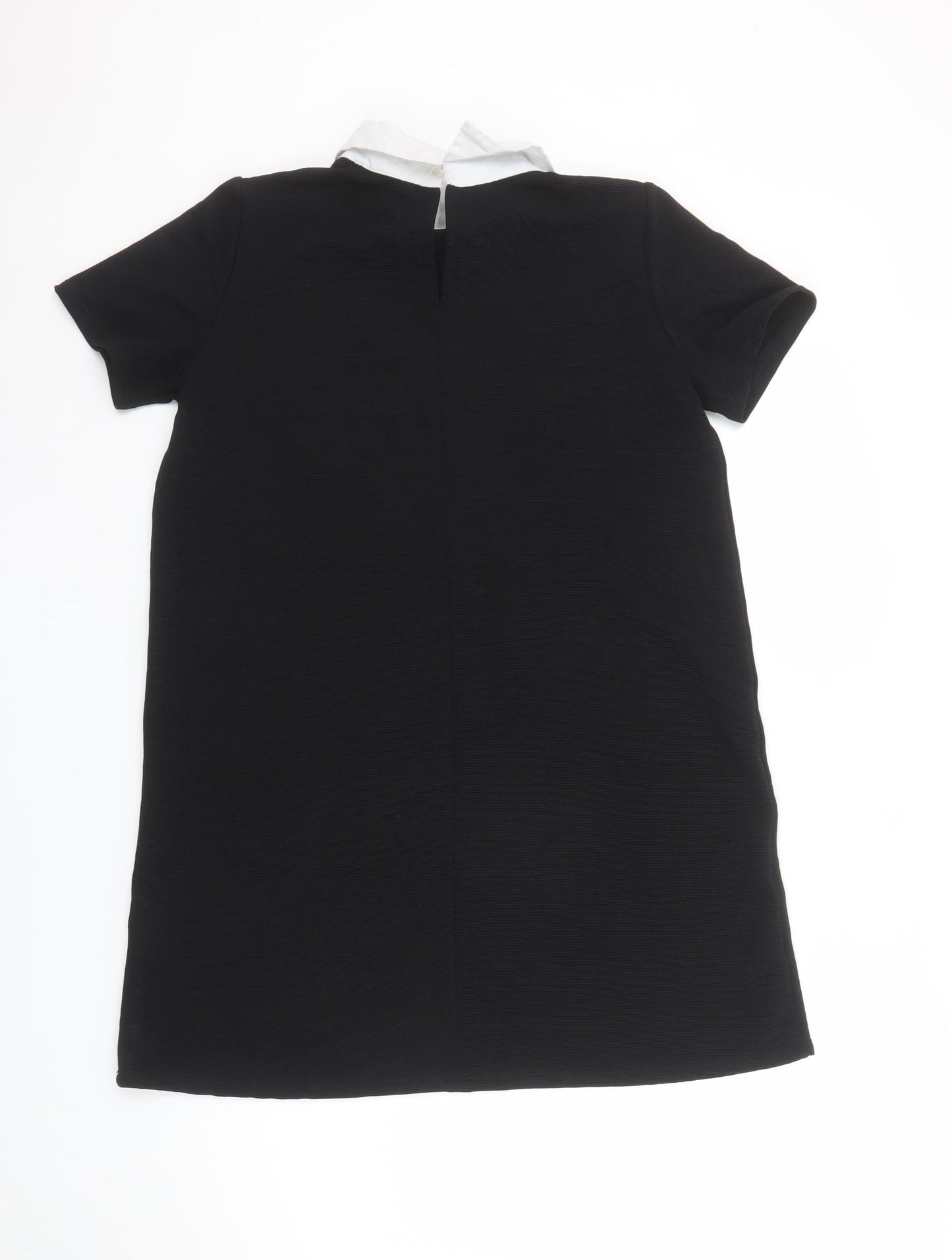 Zara Trafaluc Women Black Short Sleeve Collared Shift Dress Size 12