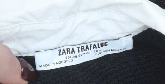 Zara Trafaluc Women Black Short Sleeve Collared Shift Dress Size 12