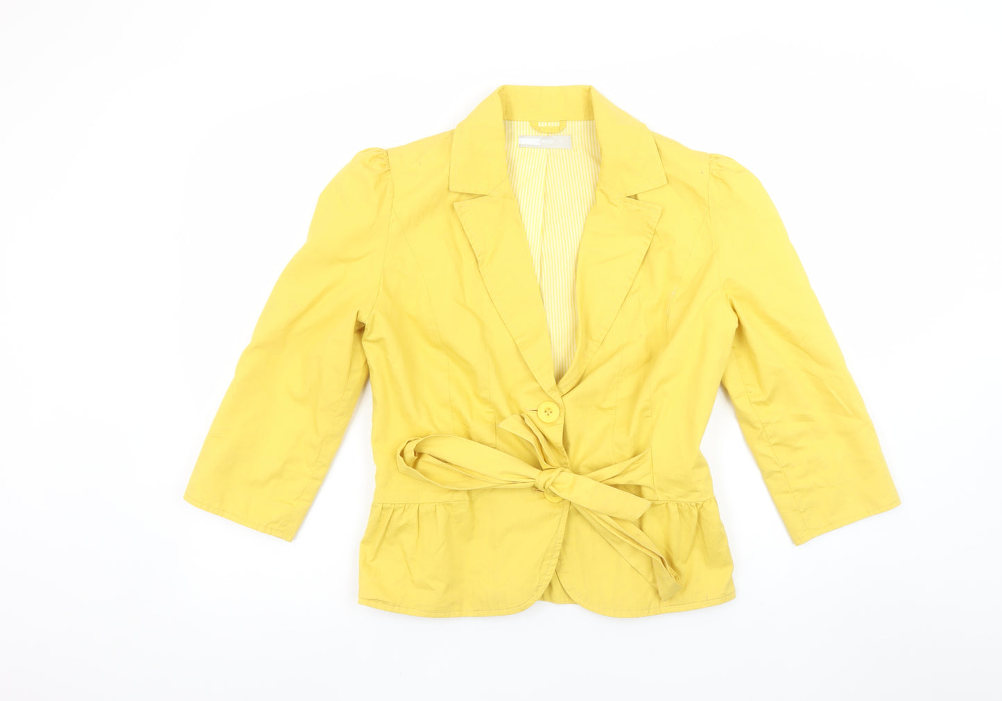 A|Wear Women’s Yellow Cotton Belted Blazer Jacket Size 12