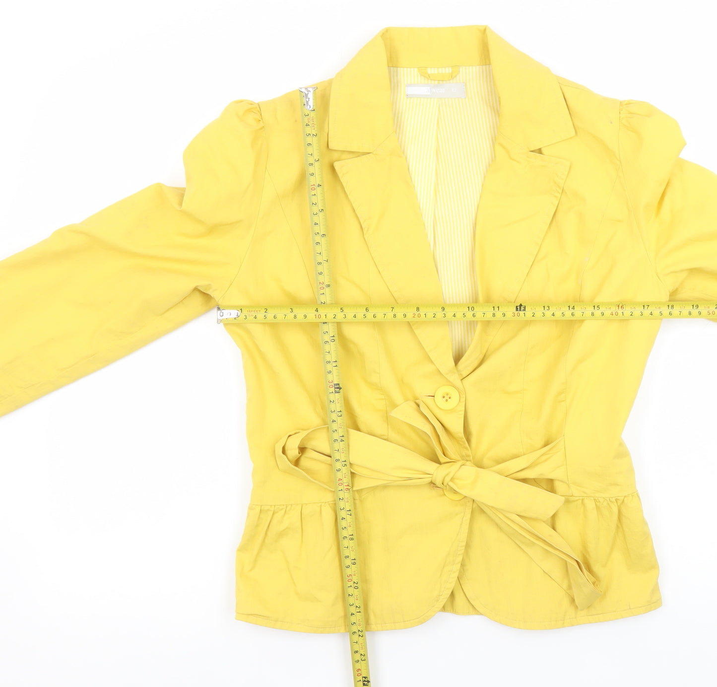 A|Wear Women’s Yellow Cotton Belted Blazer Jacket Size 12