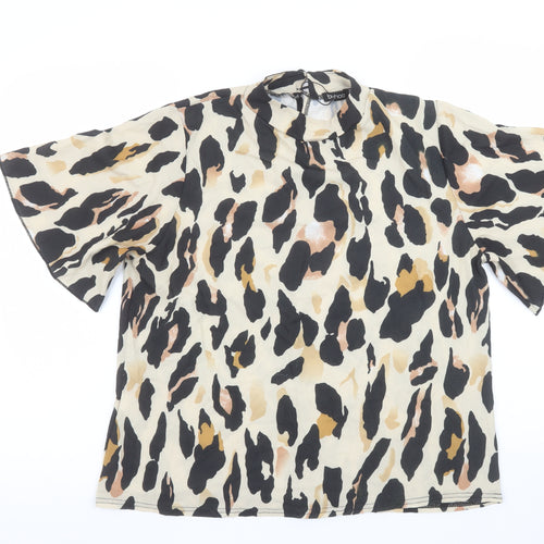 Boohoo Women’s Multicoloured Animal Print Short Sleeve Blouse Size 14