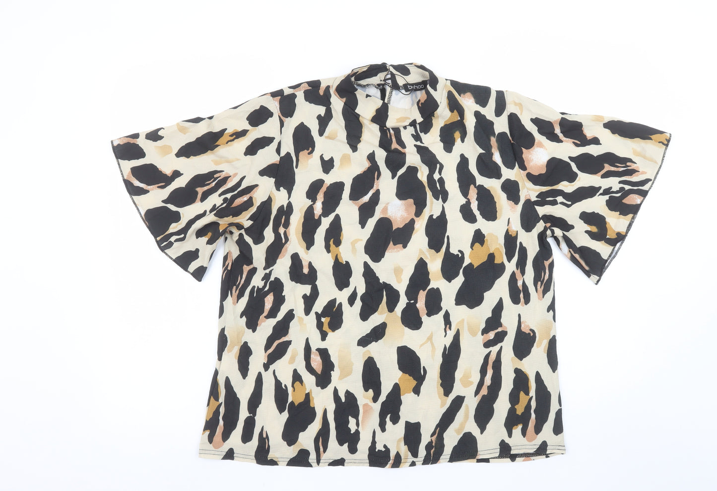 Boohoo Women’s Multicoloured Animal Print Short Sleeve Blouse Size 14